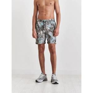 NEW WAX LONDON noden swim short in khaki multi floral seersucker